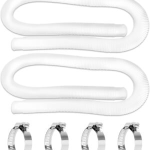 Skimmer Hoses for Pool and Skimmer - 1.5” x 59” Pool Hoses for In tex Pool Skimmer Surface Skimmer Pool Pump Pool Filter, Pump Hoses Tubes for Above Ground Pool Sand Filter, 2 Pack with 4 Hose Clamps
