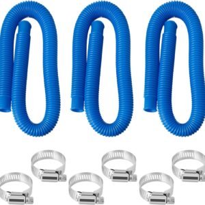 Pool Pump Hoses for Above Ground Pool - 1.25 x 41 Inch Pool Hoses Fit for In tex Pool Filter Pump 607 635 637, Replacement Pool Tubes for Cole man Pool 32mm Hoses, 3 Pcs Hoses & 6 Clamps
